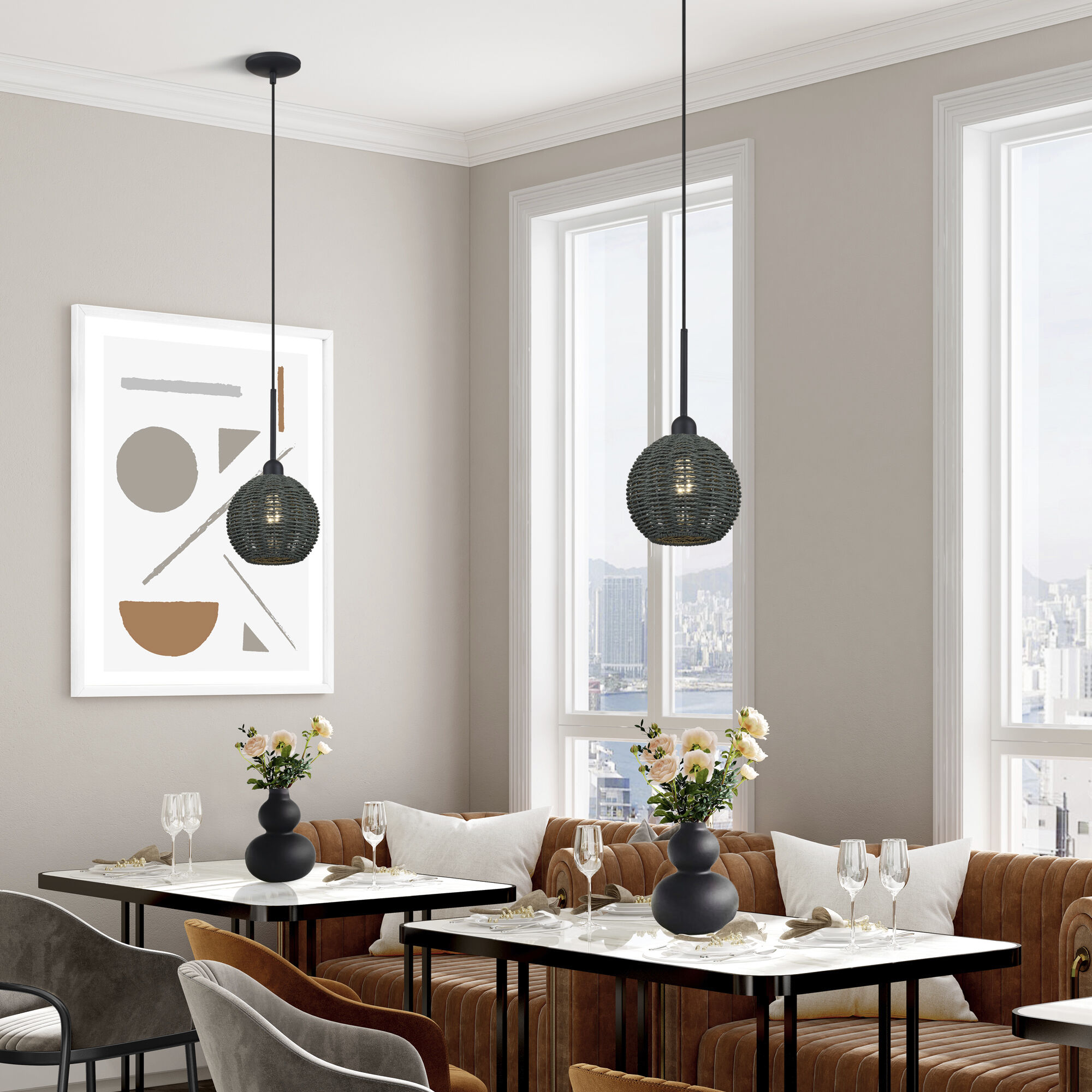 Deluna 1 Light 8 inch Black Pendant Ceiling Light, Mini Globe