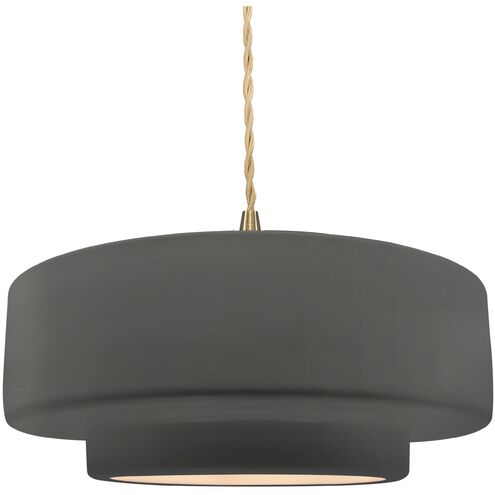 Radiance LED 14.5 inch Gloss Grey and Brushed Brass Pendant Ceiling Light