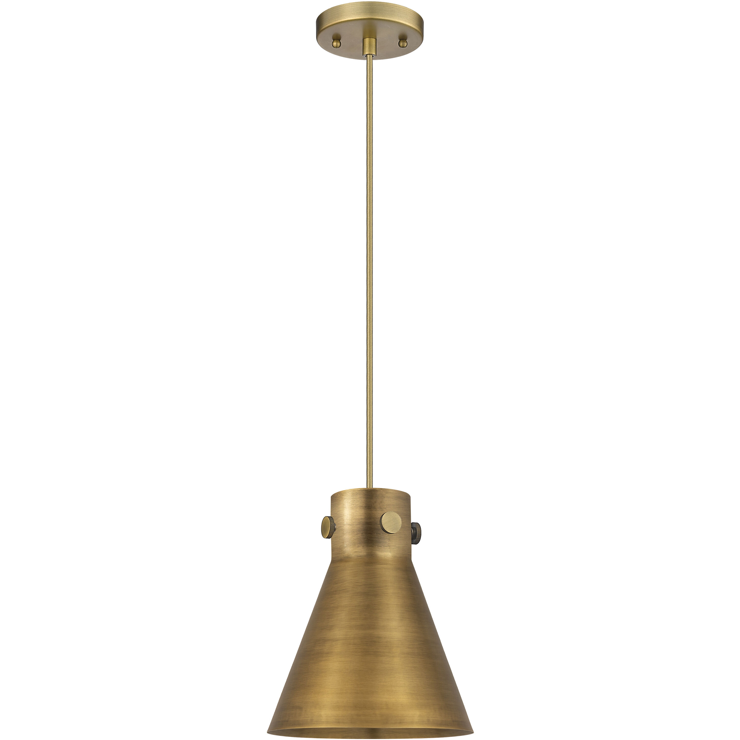 Newton Cone 1 Light 8 inch Brushed Brass Pendant Ceiling Light