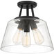 Calhoun 3 Light 13 inch Matte Black Semi-Flush Ceiling Light, Essentials