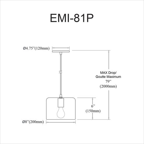 Emilia 1 Light 8 inch Matte White Pendant Ceiling Light in Polished Chrome