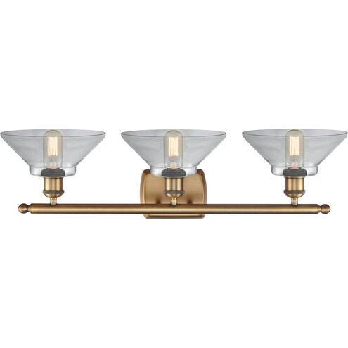 Ballston Orwell 3 Light 26 inch Brushed Brass Bath Vanity Light Wall Light in Clear Glass, Ballston