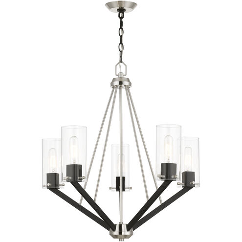 Beckett 5 Light 26 inch Brushed Nickel & Black Chandelier Ceiling Light