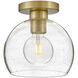 Rumi LED 9 inch Lacquered Brass Foyer Light Ceiling Light, Flush Mount