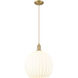 Arcadia White Venetian 1 Light 13.75 inch Brushed Brass Mini Pendant Ceiling Light