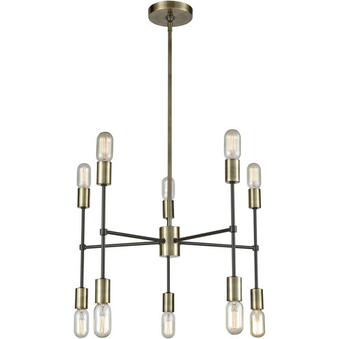 Up Down Century 10 Light 24 inch Antique Brass with Oil Rubbed Bronze Chandelier Ceiling Light