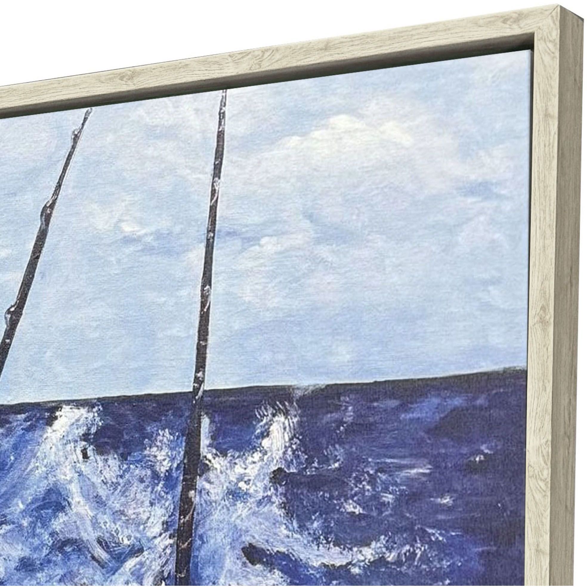 Offshore Reeling Blue and Black and Brown and White Canvas