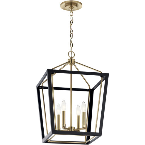 Delvin 4 Light 16 inch Champagne Bronze and Black Foyer Pendant Ceiling Light in Champagne Bronze with Black