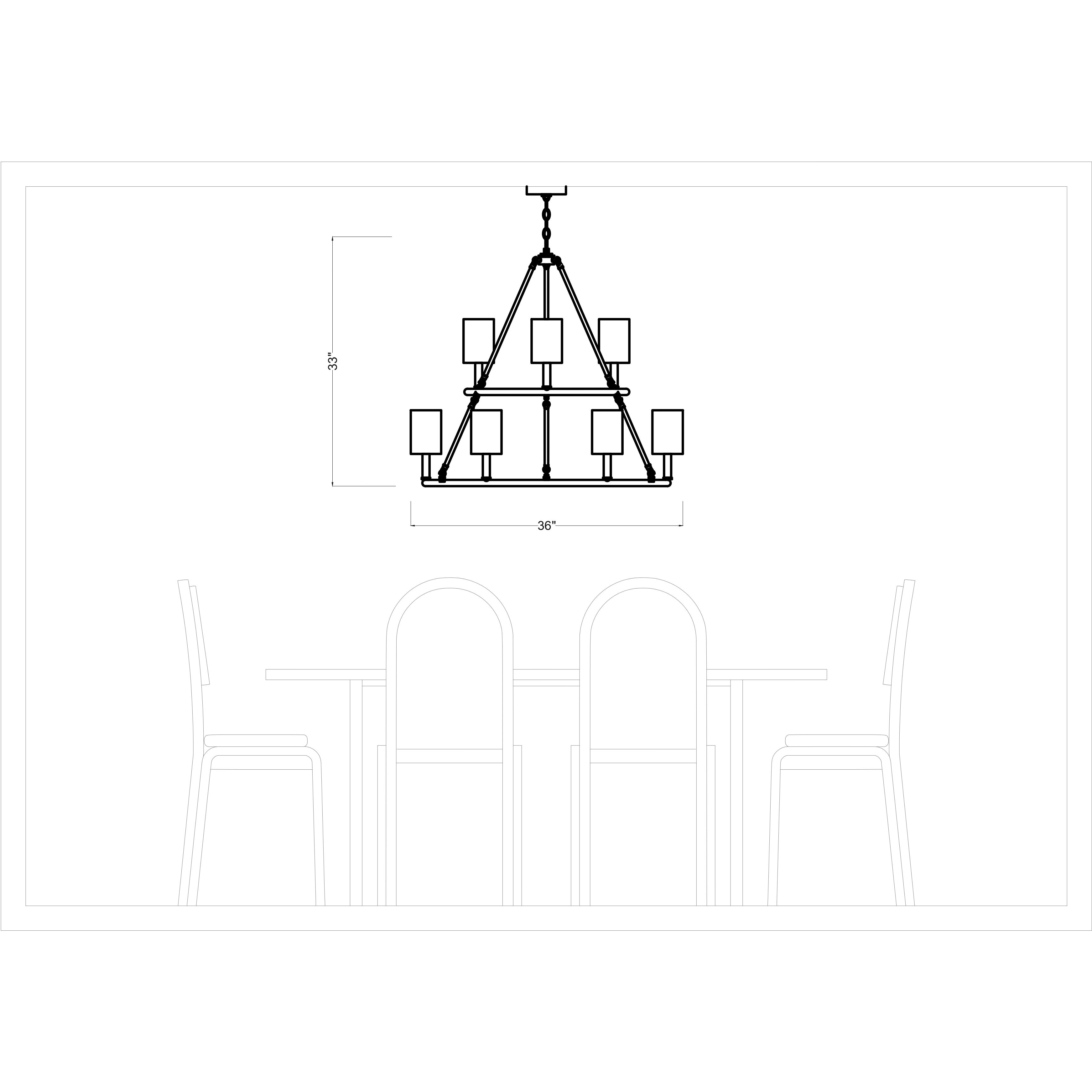 Drew & Jonathan Egmont 9 Light 36 inch Satin Brass Chandelier Ceiling Light