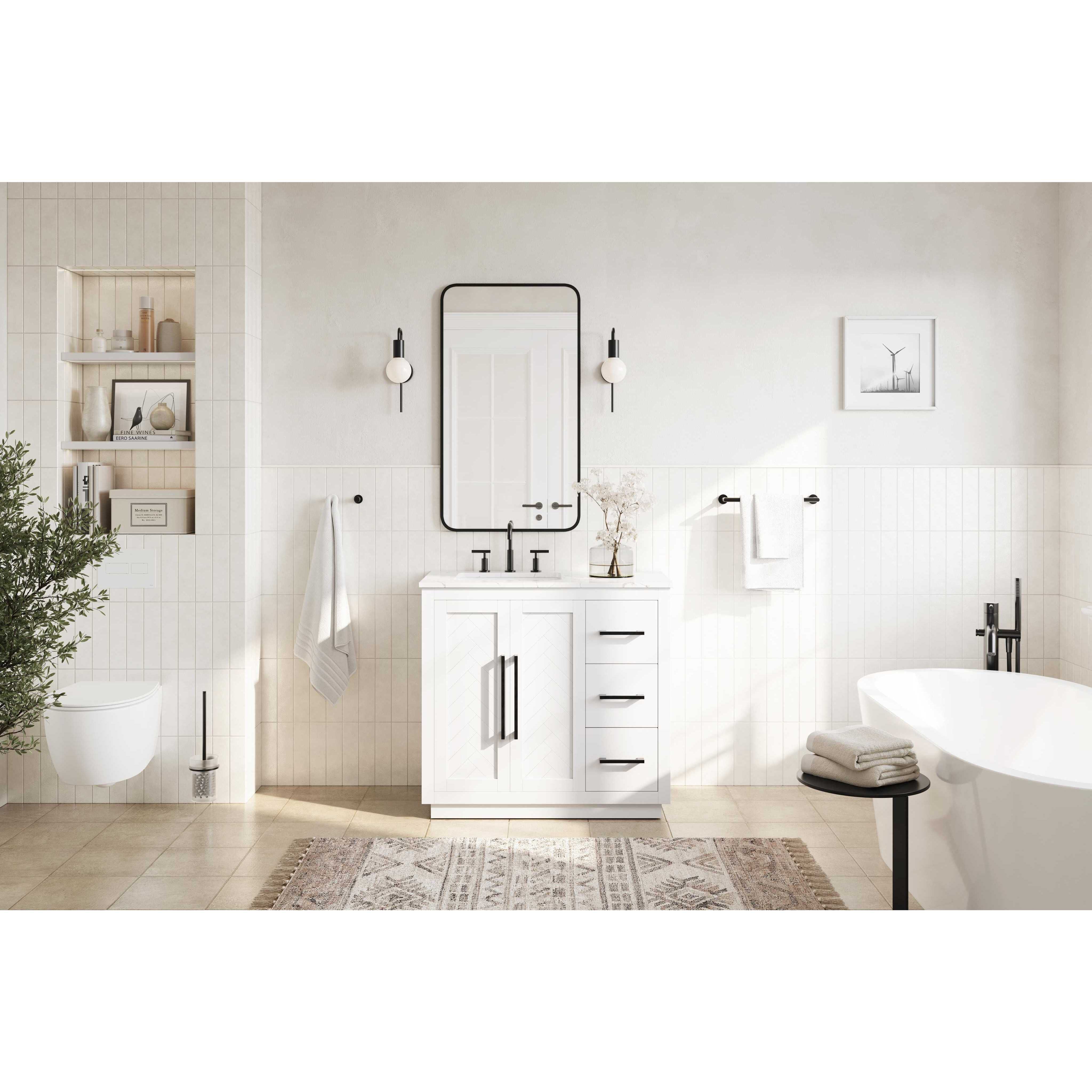 Chase 36 X 34 inch White Bathroom Vanity Cabinet