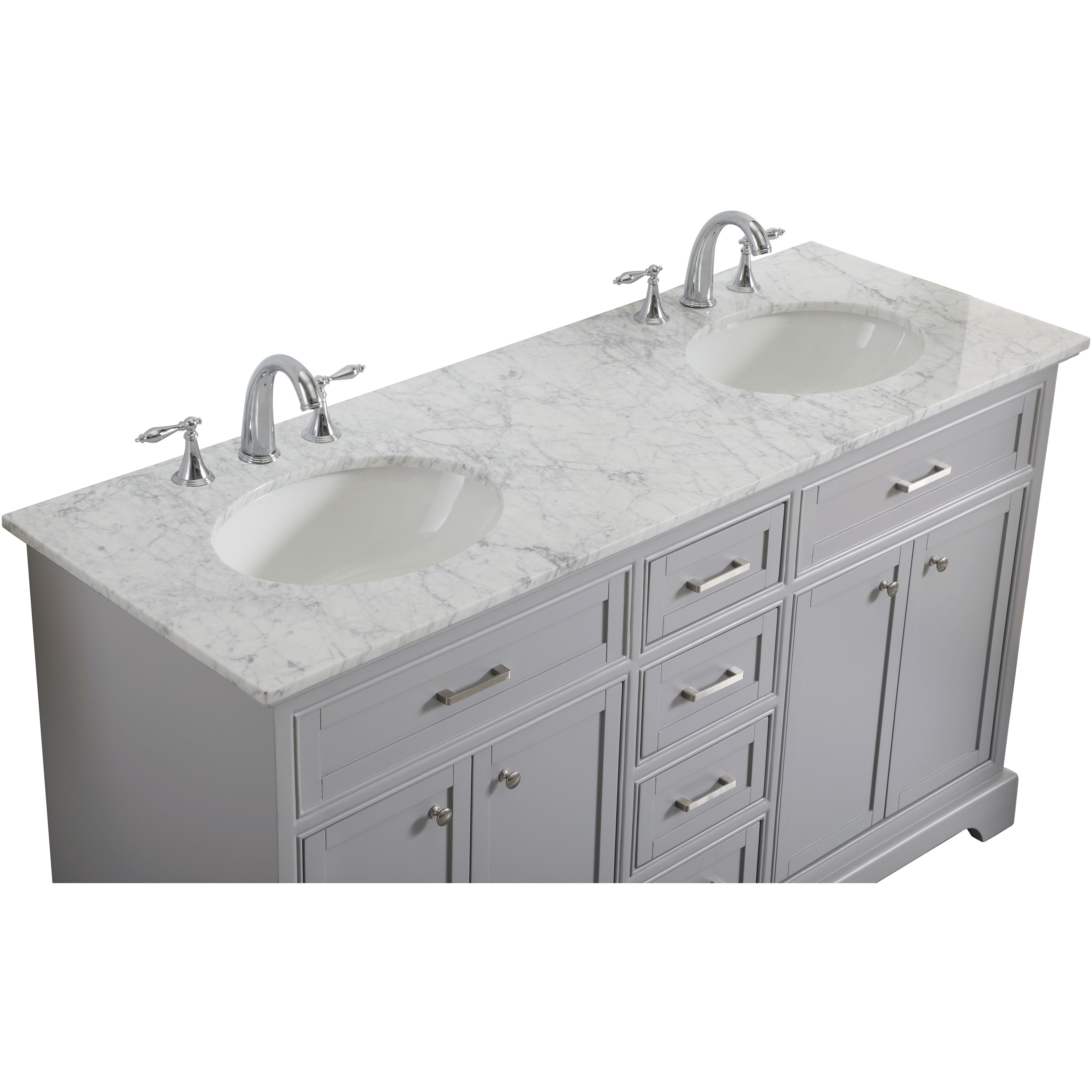 Americana 60 X 35 inch Light Grey with Carrara White Marble Vanity Set