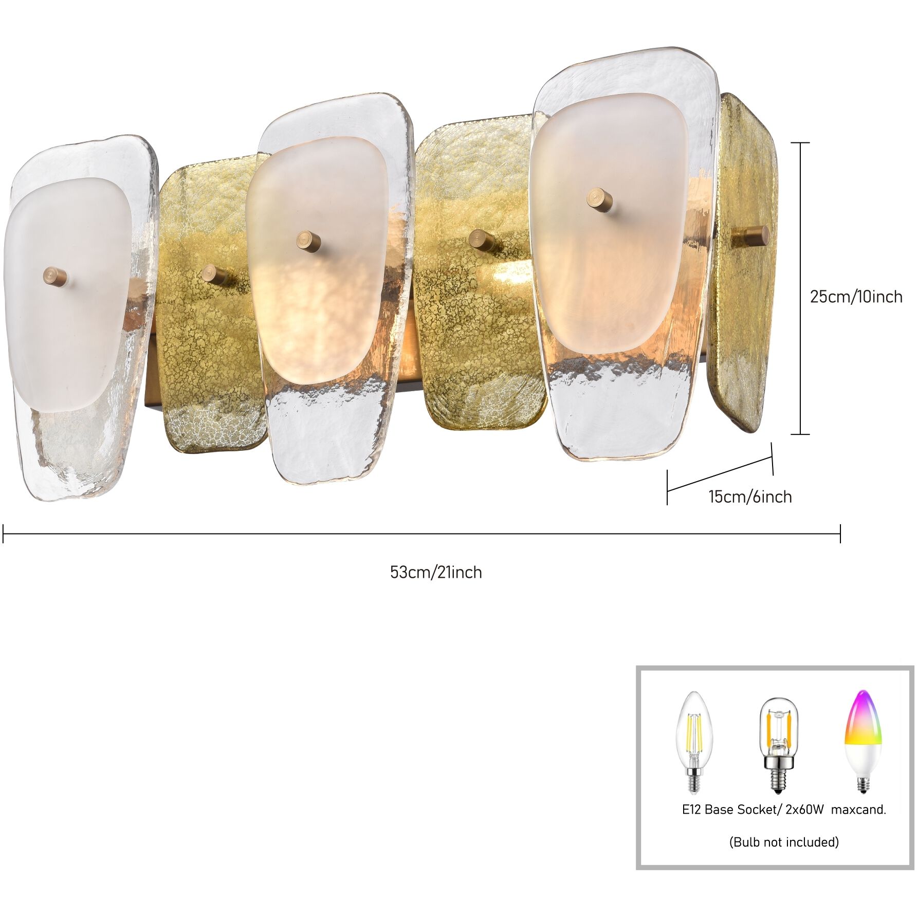Strata 2 Light 20.75 inch Lacquered Gold Bath Vanity Wall Light