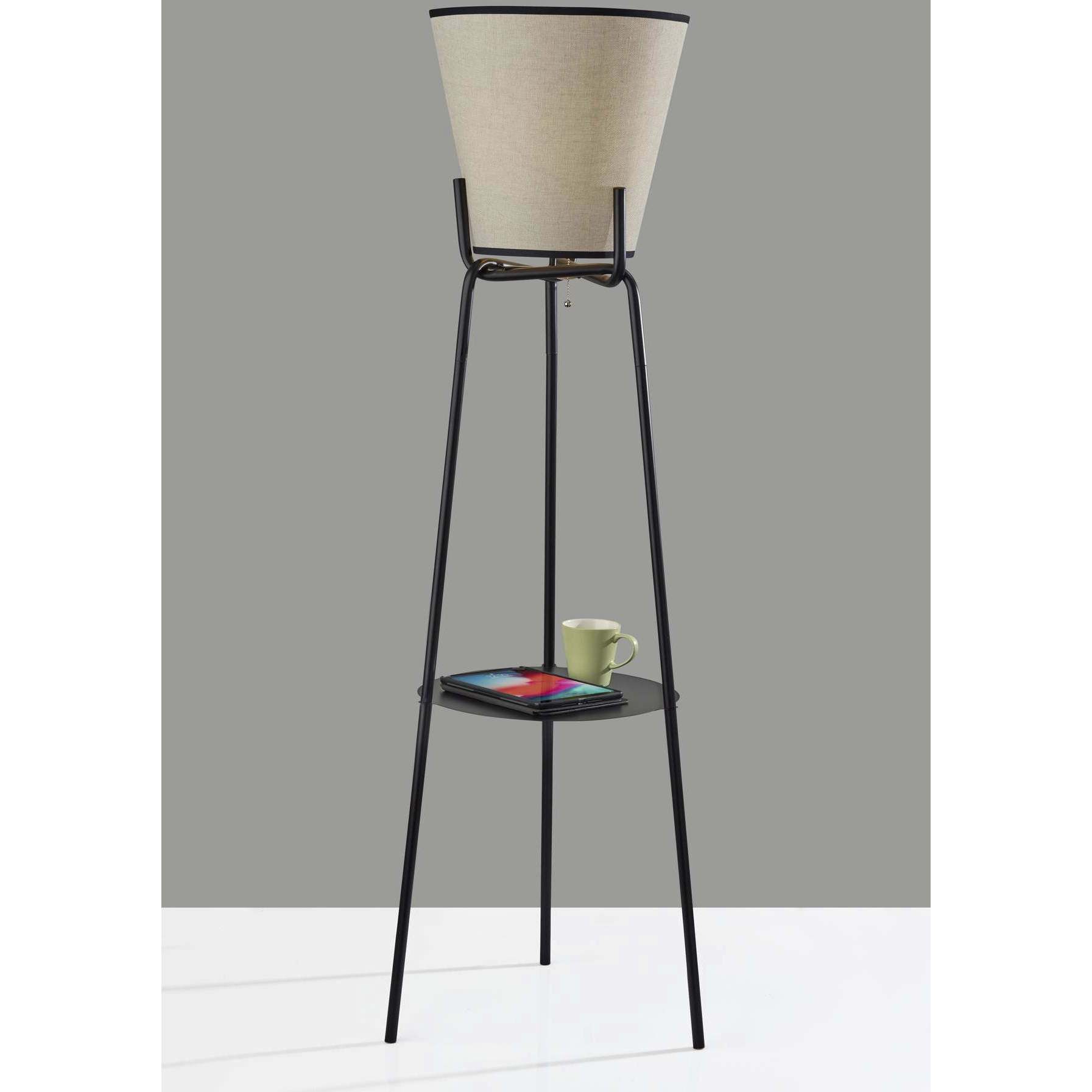 Zeek 63 inch 150.00 watt Black Shelf Floor Lamp Portable Light