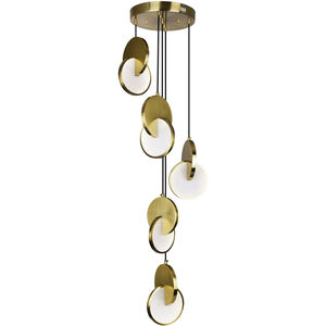Tranche 18 inch Brushed Brass Multi Point Pendant Ceiling Light