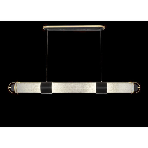 Bond LED 60 inch Black and Gold Pendant Ceiling Light in Bahama Sand Studio Glass, Black/Gold