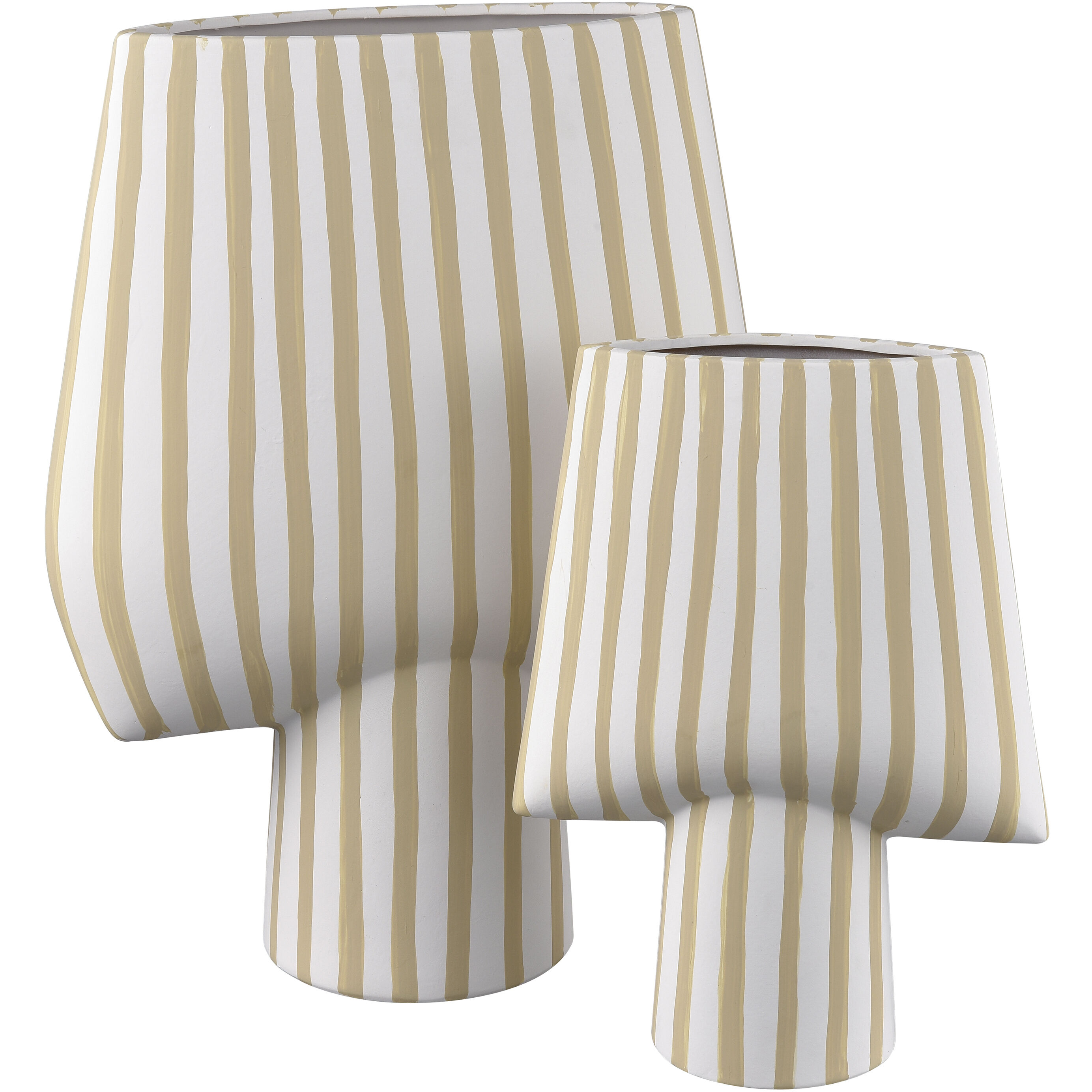 Hawking 12 X 9 inch Vase in White with Beige