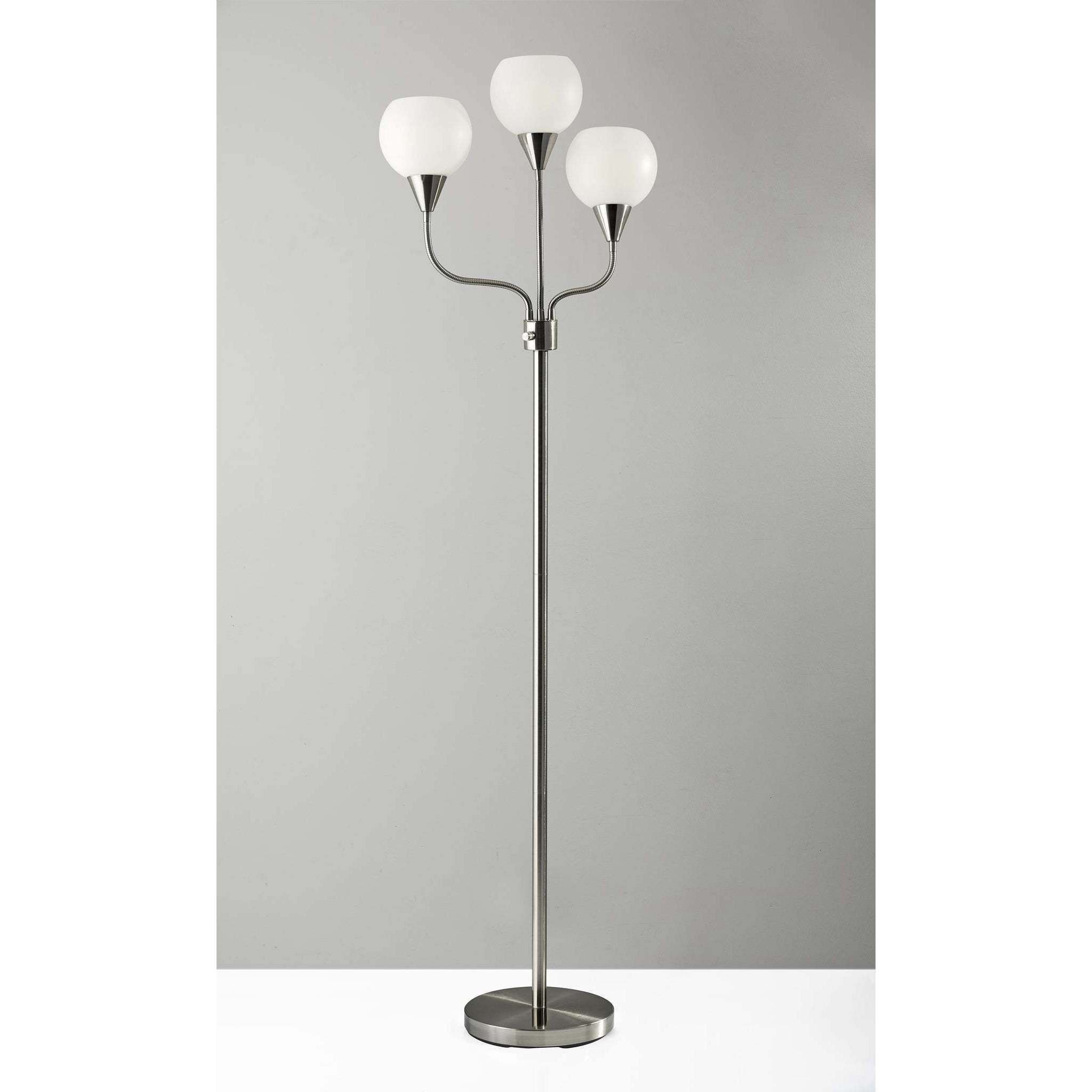 Phillip 65.5 inch 40 watt Brushed Steel 3-Arm Floor Lamp Portable Light
