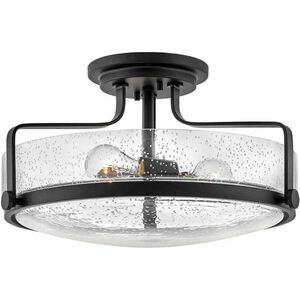 Harper 3 Light 18 inch Black Indoor Semi-Flush Mount Ceiling Light in Clear Seedy