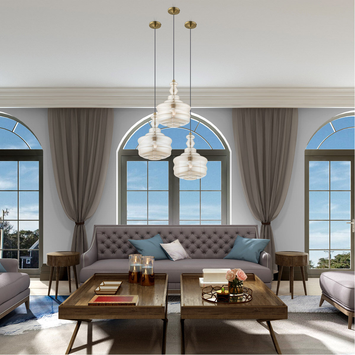 Art Glass 1 Light 13 inch Antique Brass Mini Pendant Ceiling Light