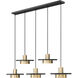 Ludo LED 51.5 inch Matte Black and Modern Gold Linear Chandelier Ceiling Light