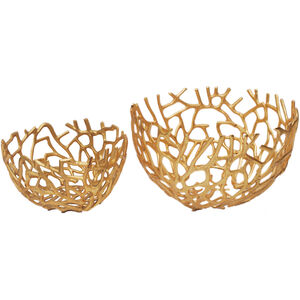 Nest 15 X 8 inch Bowl in Gold, Set of 2