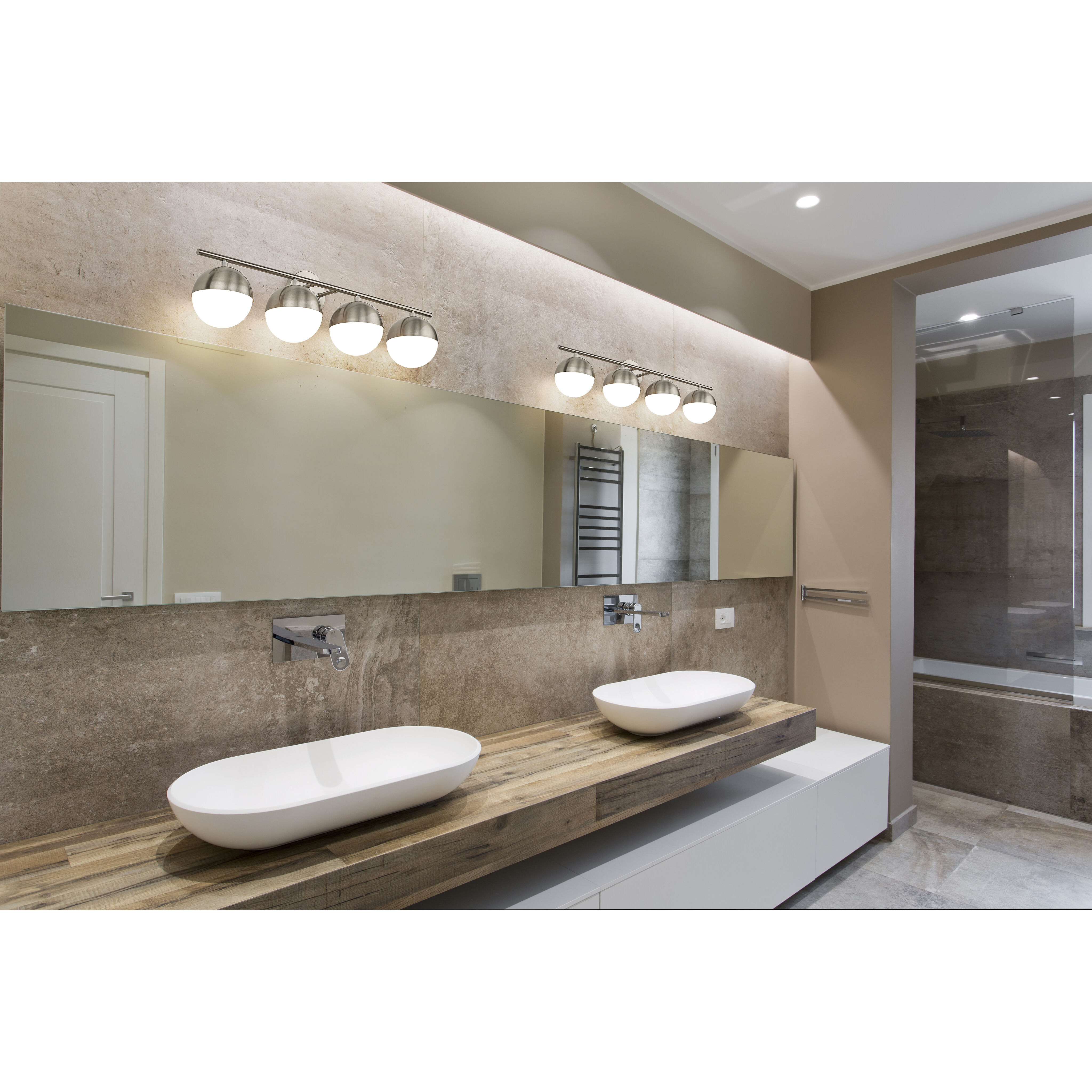 Realm Sphere 4 Light 32.25 inch Brushed Nickel Bath Vanity Wall Light