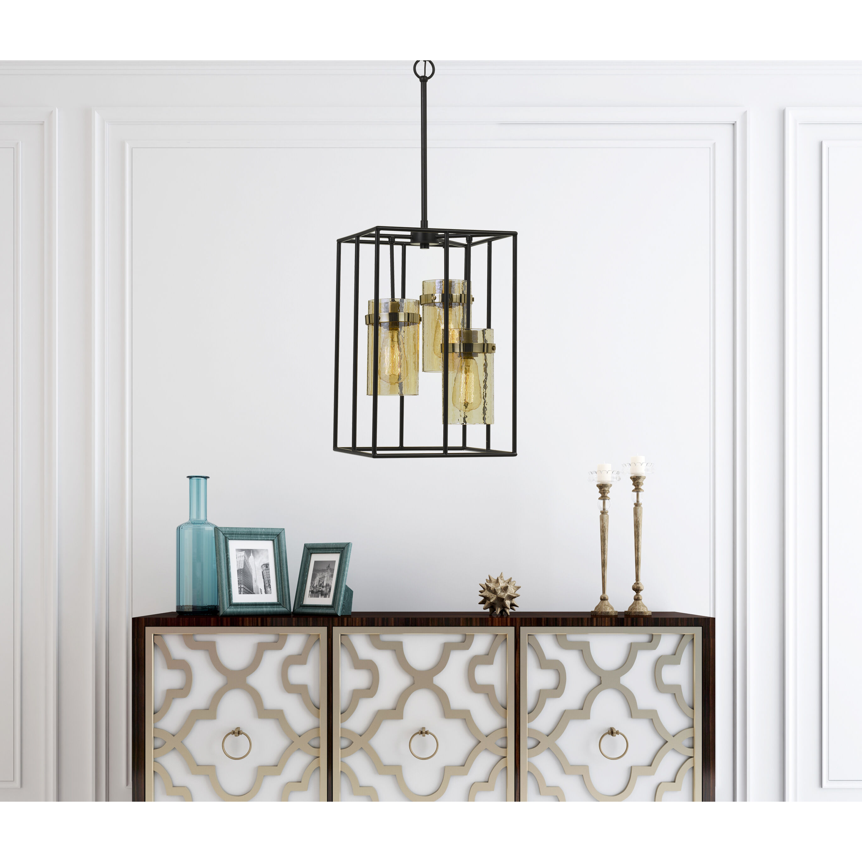 Cremona 3 Light 12 inch Black and Antique Brass Pendant Ceiling Light