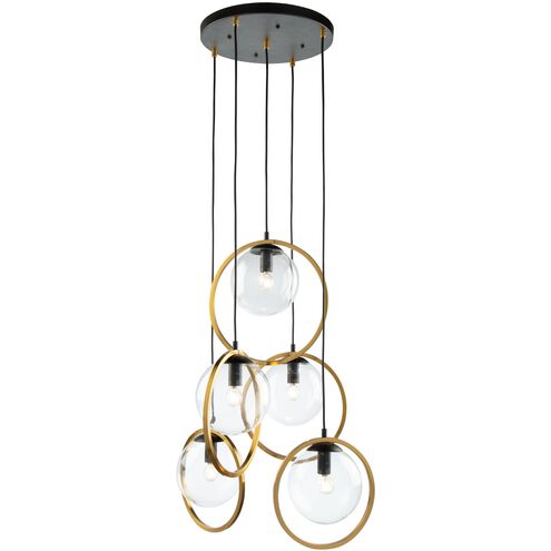 Lugano LED 17 inch Black and Vintage Brass Pendant Ceiling Light