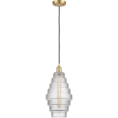 Ballston Cascade LED 8.25 inch Satin Gold Mini Pendant Ceiling Light in Clear Glass