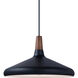 Nordic 1 Light 15.25 inch Walnut/Black Single Pendant Ceiling Light in Walnut and Black