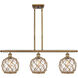 Ballston Farmhouse Rope LED 36 inch Brushed Brass Island Light Ceiling Light in Clear Glass with Brown Rope, Ballston