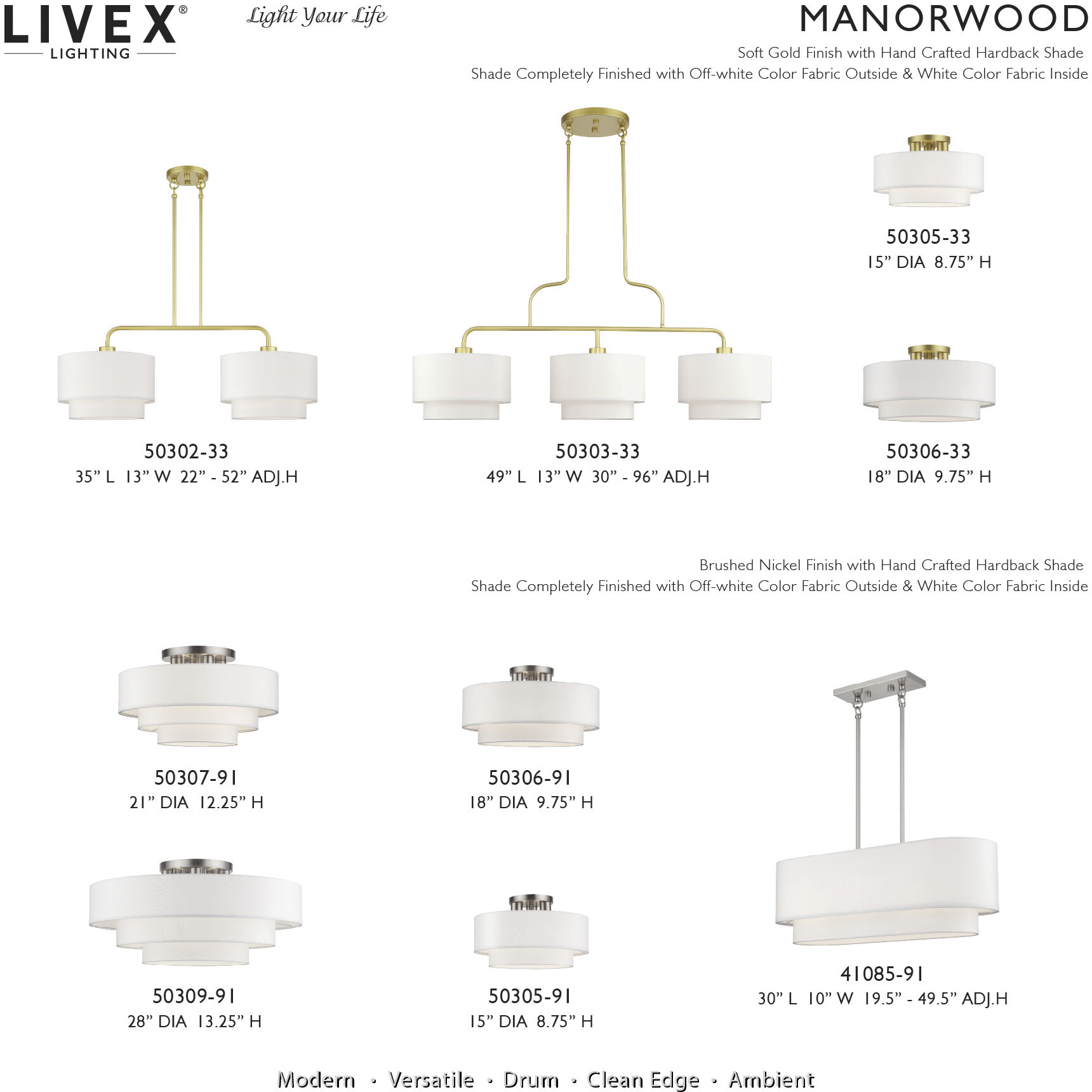 Manorwood 3 Light 18 inch Soft Gold Semi-Flush Ceiling Light
