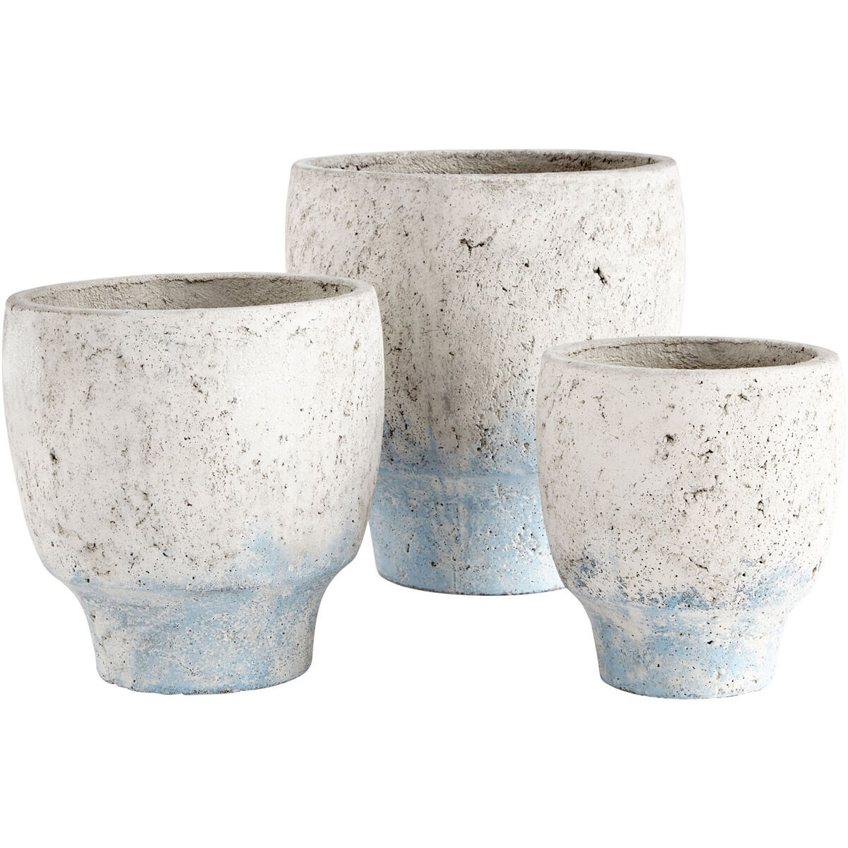 Venice Antique White Blue Accents Planter, Small