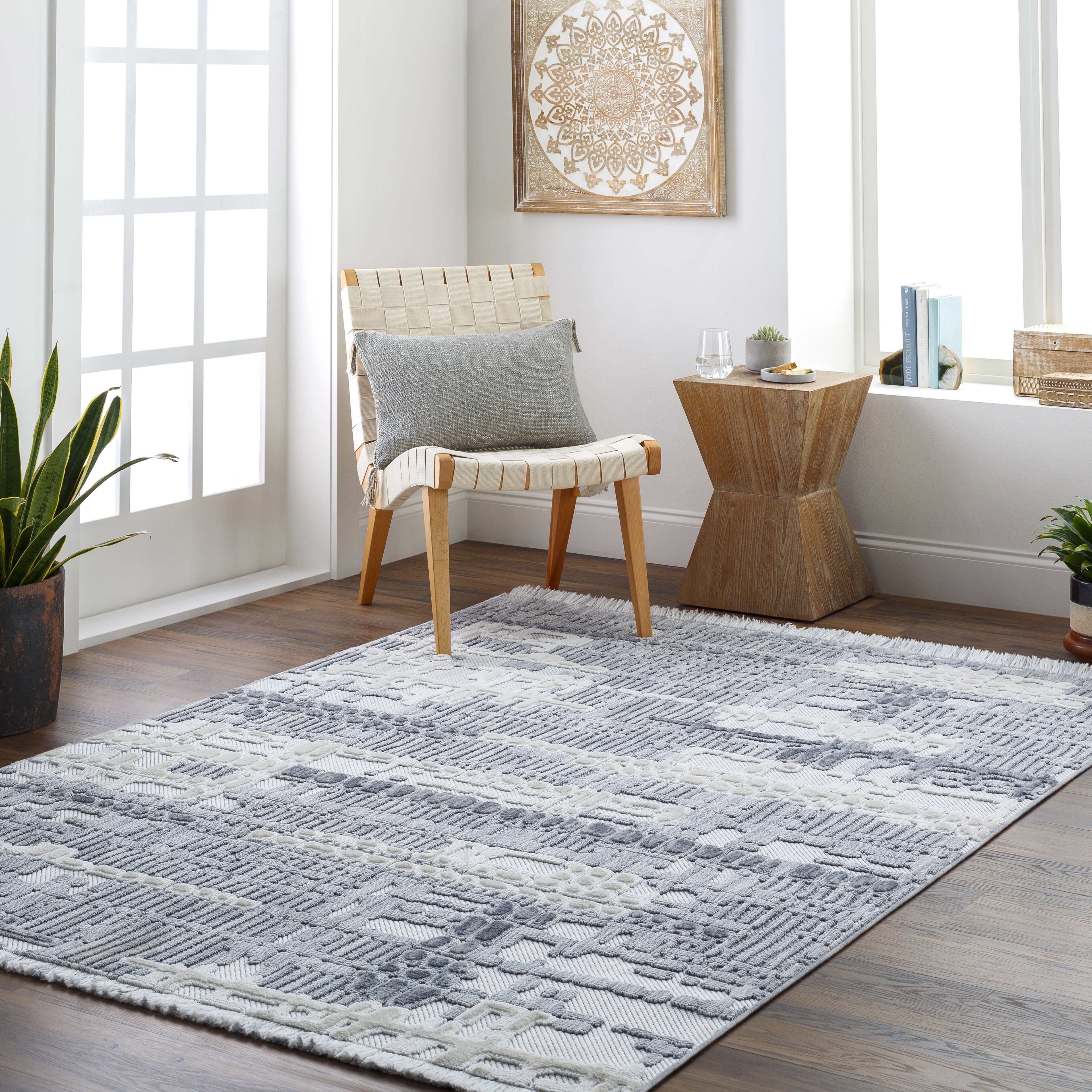 Broadway 87 X 63 inch Light Grey Rug, Rectangle
