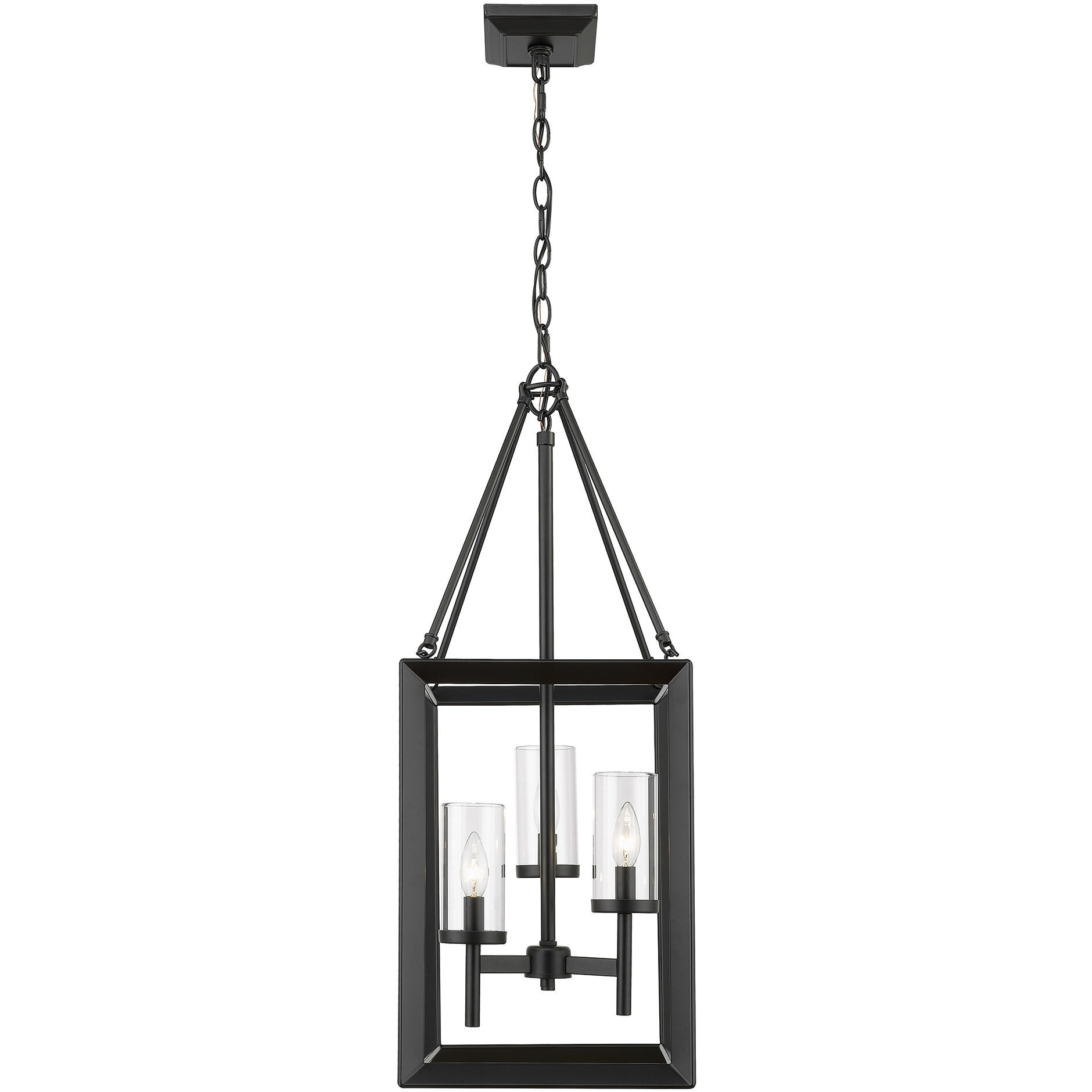 Smyth Pendant Ceiling Light in Matte Black, Clear Glass