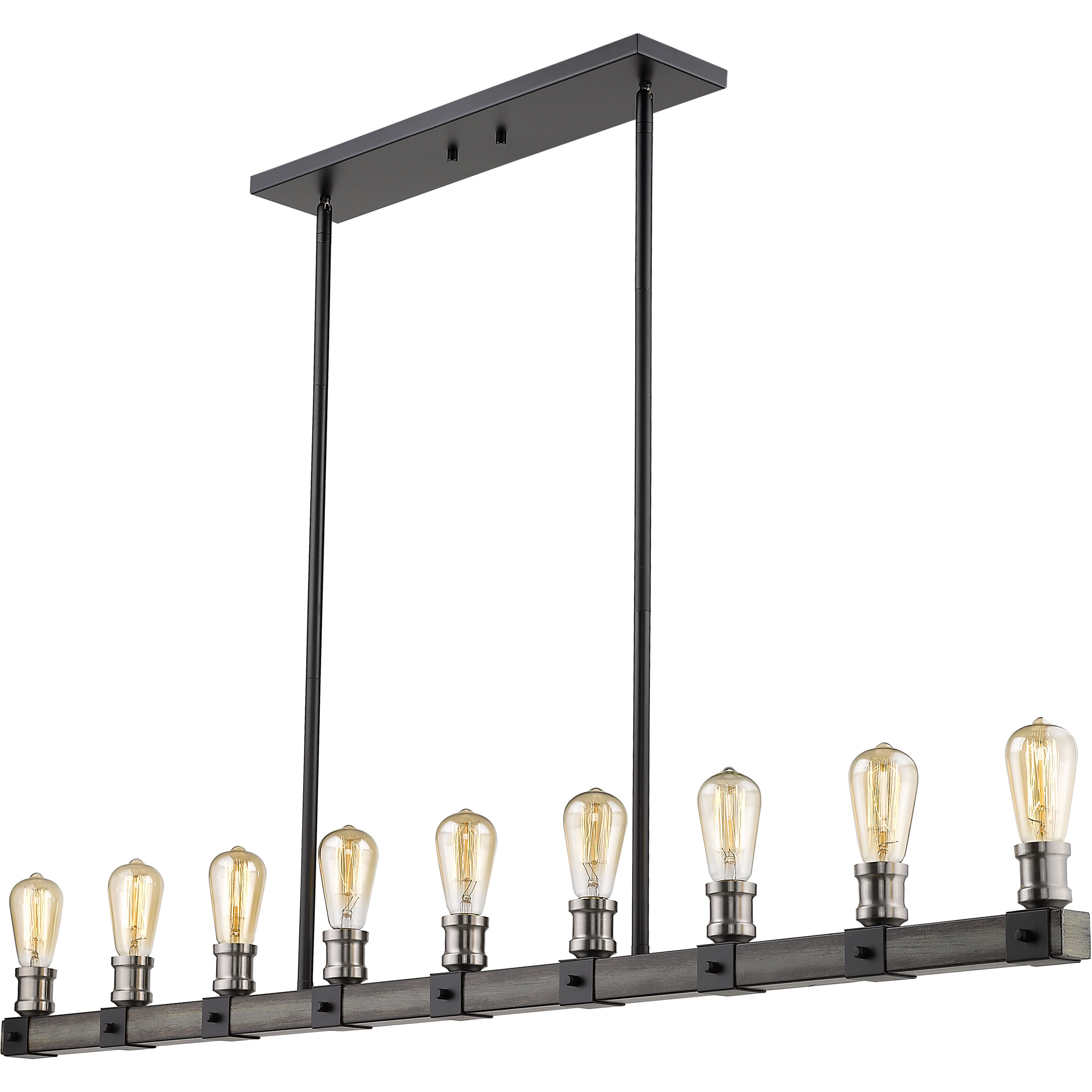 Kirkland 9 Light 56 inch Ashen Barnboard Linear Chandelier Ceiling Light