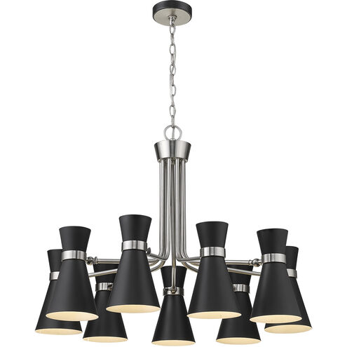 Soriano 9 Light 32 inch Matte Black and Brushed Nickel Chandelier Ceiling Light