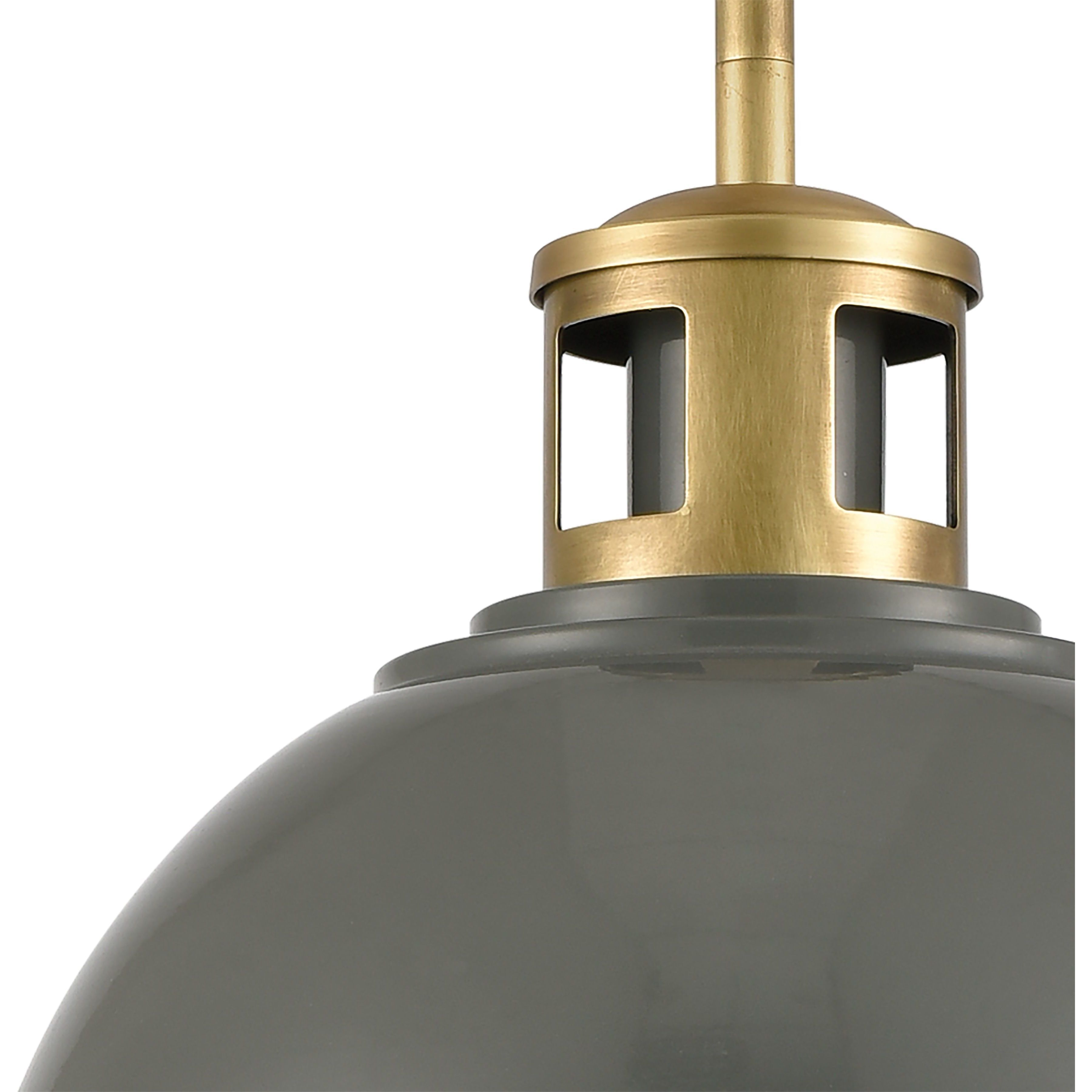 Lyndon 1 Light 10 inch Gray with Brass Mini Pendant Ceiling Light