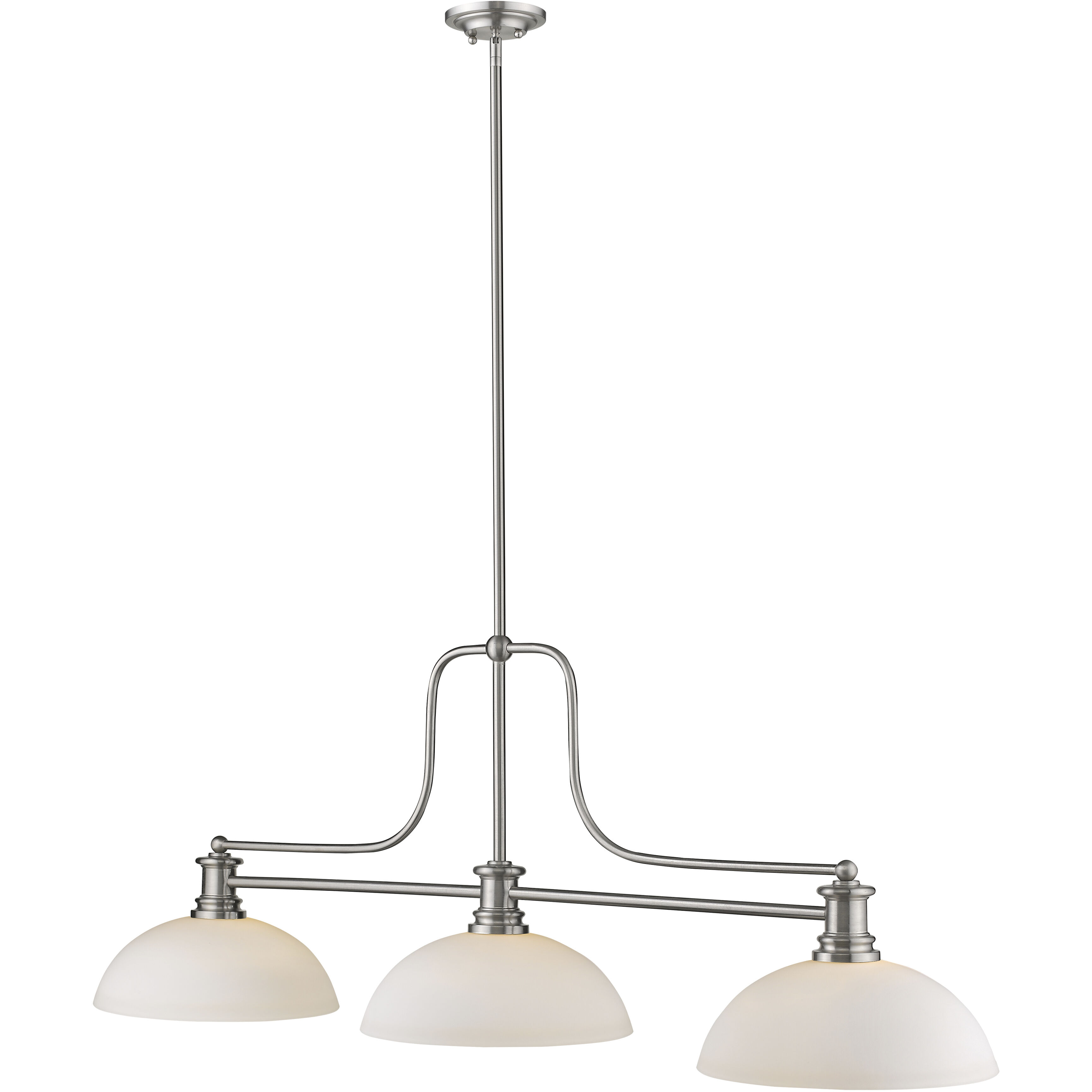 Melange 3 Light 52 inch Brushed Nickel Billiard Ceiling Light in Matte Opal Glass