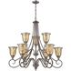 Georgetown 9 Light 36 inch Weathered Zinc Chandelier Ceiling Light