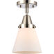 Franklin Restoration Small Cone 1 Light 6 inch Polished Nickel Flush Mount Ceiling Light in Matte White Glass