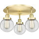 Beacon 3 Light 17.75 inch Satin Gold Flush Mount Ceiling Light in Clear