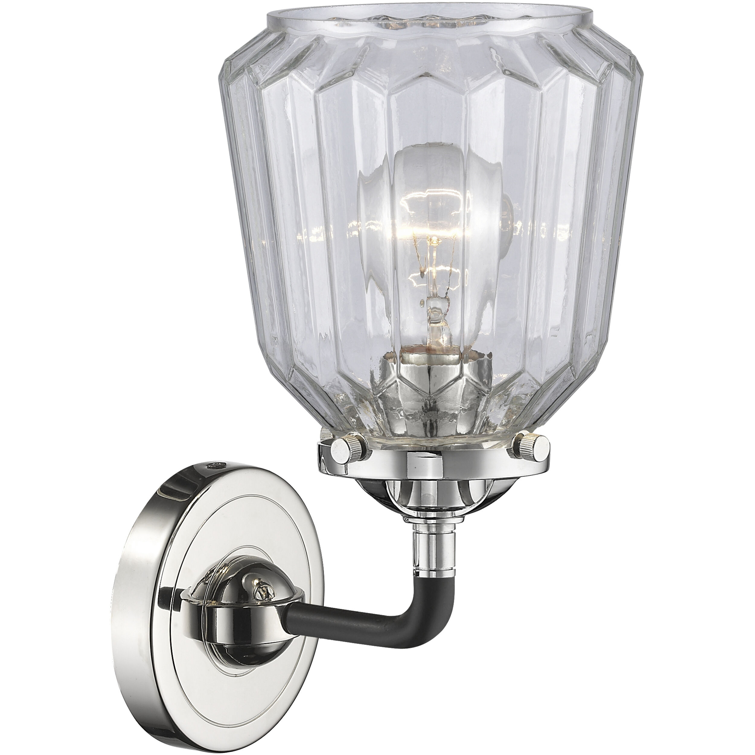 Nouveau Chatham 1 Light 6 inch Black Polished Nickel Sconce Wall Light in Clear Glass, Nouveau
