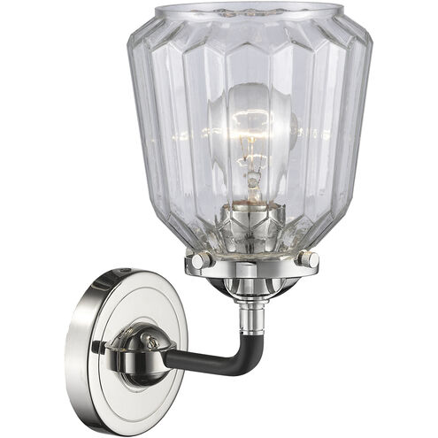 Nouveau Chatham 1 Light 6 inch Black Polished Nickel Sconce Wall Light in Clear Glass, Nouveau