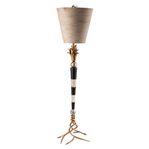 Flambeau 36 inch 60.00 watt Black And Cream With Gold And Silver Leaf Table Lamp Portable Light, Flambeau