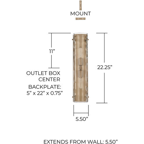 Lyra 2 Light 5.5 inch Aged Brass Sconce Wall Light