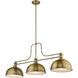 Melange 3 Light 52 inch Heritage Brass Billiard Ceiling Light in Heritage Brass Metal and Glass