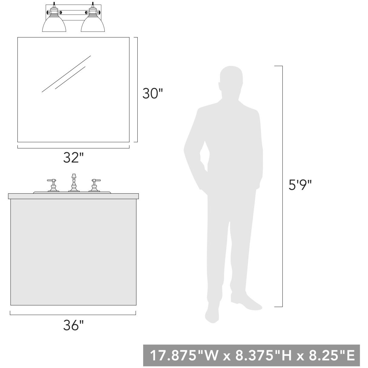 Yep Hines Vanity Wall Light in Matte Black, Seeded Glass