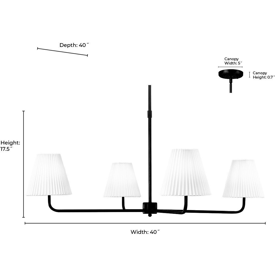Ami 4 Light 40 inch Matte Black Chandelier Ceiling Light