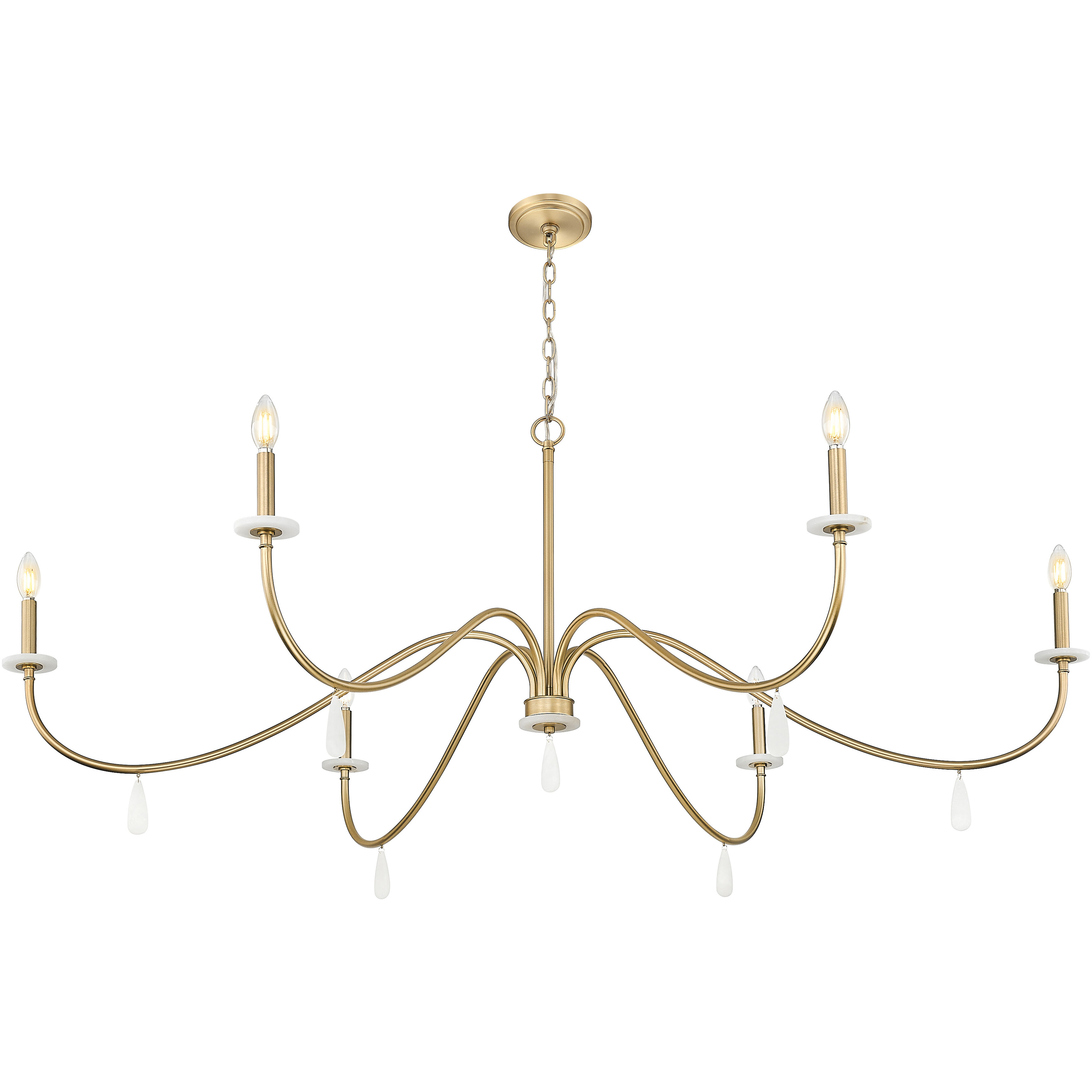 Toussant 6 Light 63 inch Mondern Gold Chandelier Ceiling Light in Modern Gold